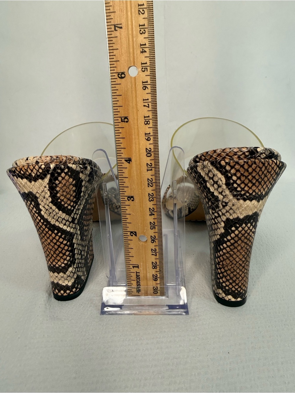 Vince Camuto Clear-strap Snake Print Slide Sandals - Beige & Black - Picture 4 of 8